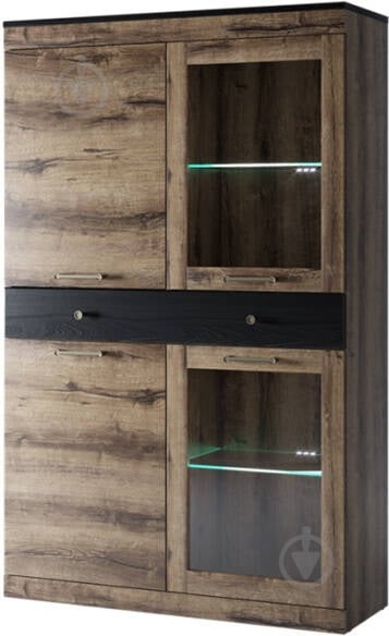 Витрина Mebelbos Jagger 2d2w1s дуб монастырский/черный - фото 1