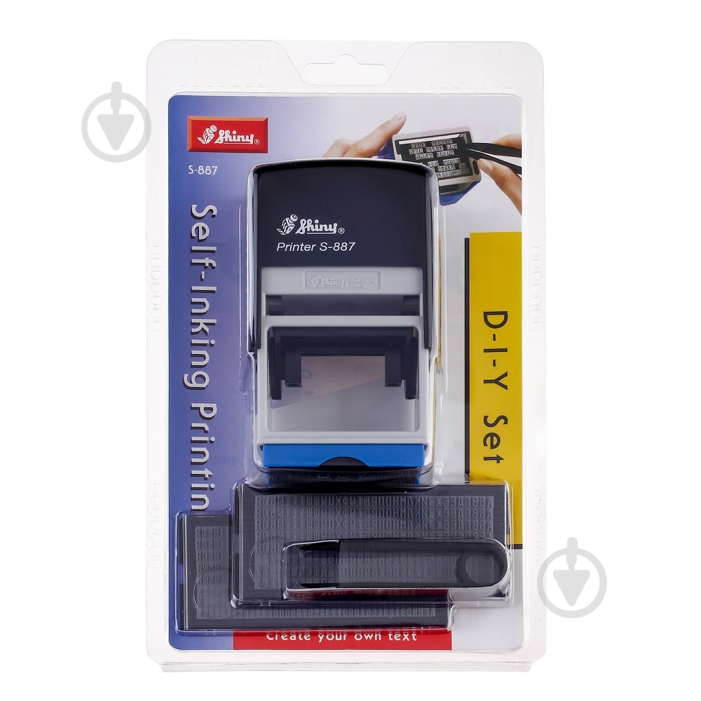 Текстовый штамп S-887 6 строк 30х50 мм укр./рус. шрифт черный корпус Shiny - фото 1