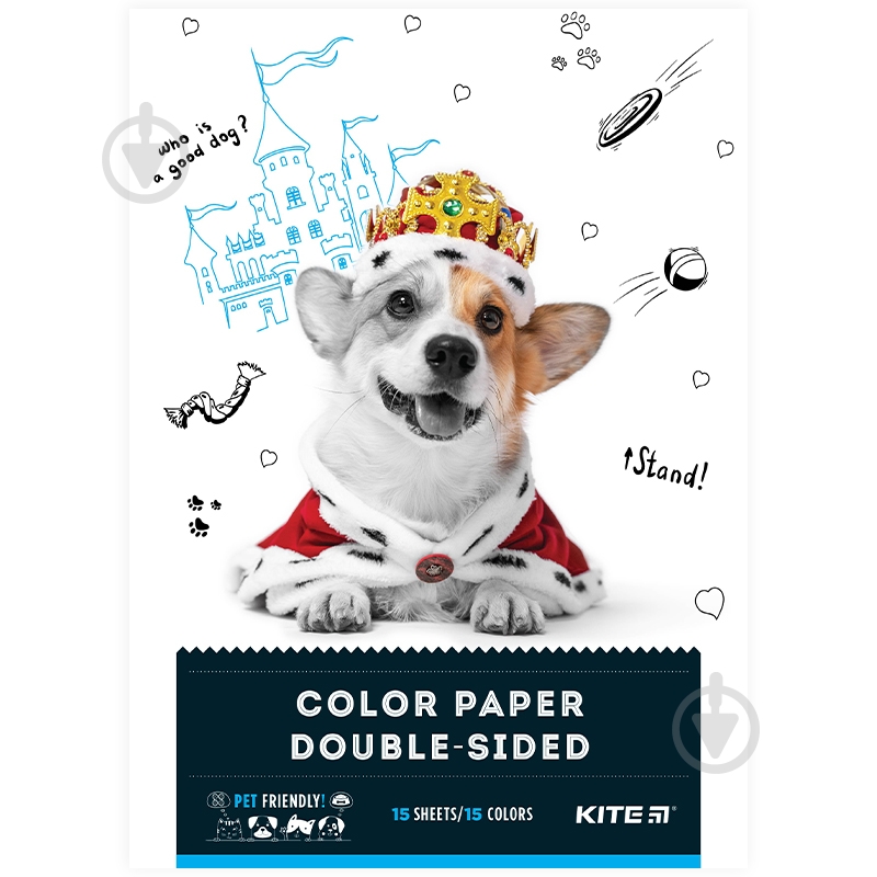 Картон кольор. двостор. (15арк/15кол), А4 Dogs KITE - фото 1