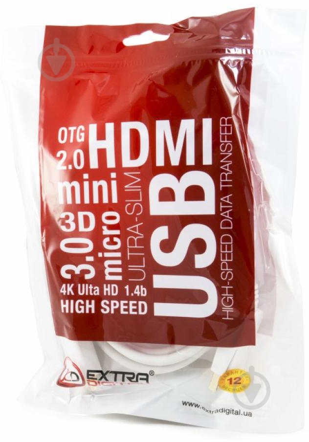 Кабель EXTRADIGITAL DisplayPort - HDMI 2.0, 30 AWG, Gold, PVC 2 м white (KBD1640) - фото 5 Кабель EXTRADIGITAL DisplayPort - HDMI 2.0, 30 AWG, Gold, PVC 2 м white (KBD1640) - фото 5