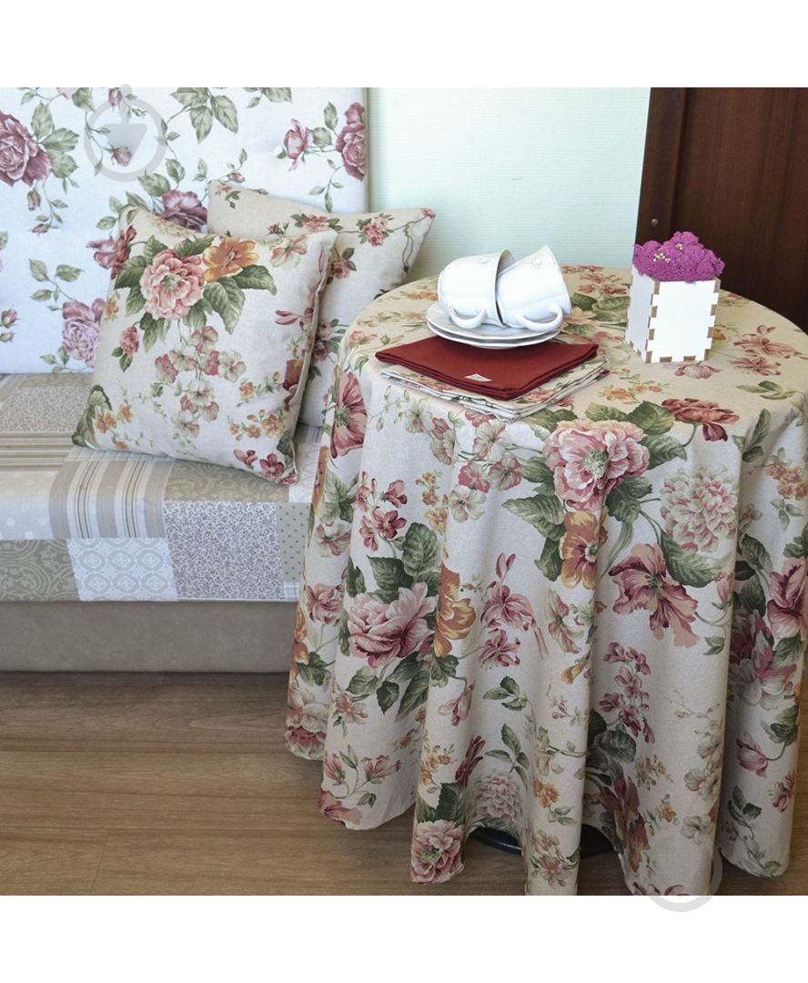 Скатерть Глория Роза Ø 200 см разноцветный Прованс - фото 2