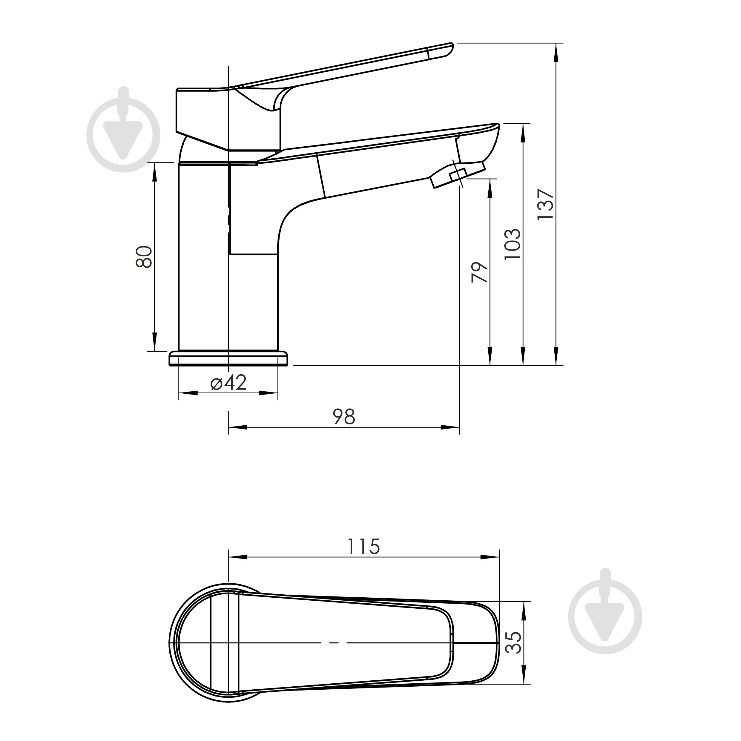 Смеситель для умывальника RJ LOLA, хром, 35 мм - фото 2