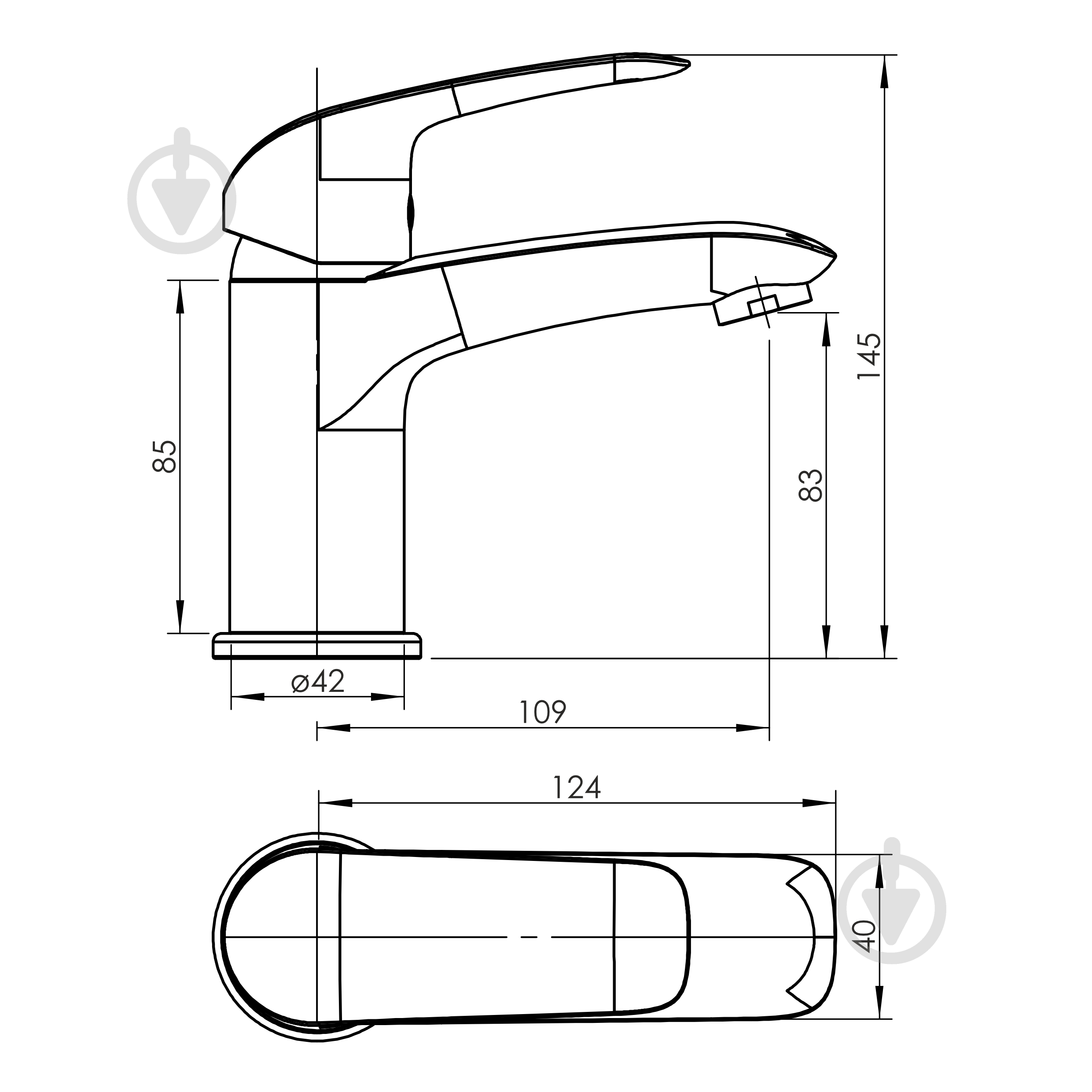 Смеситель для умывальника RJ VIVO, хром, 35 мм - фото 2