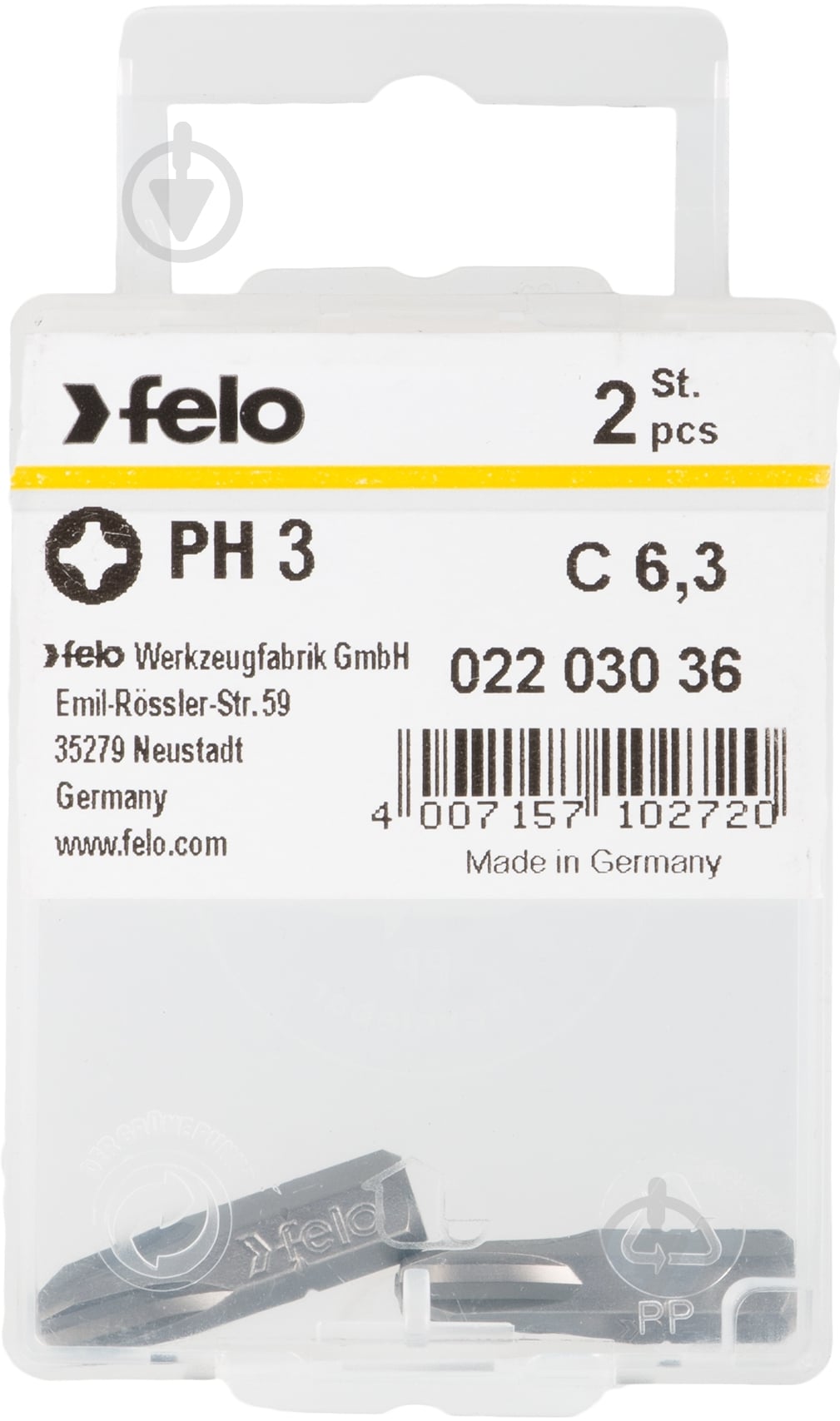 Бита Felo PH3x25 мм 2 шт. 02203036 - фото 1 Бита Felo PH3x25 мм 2 шт. 02203036 - фото 1
