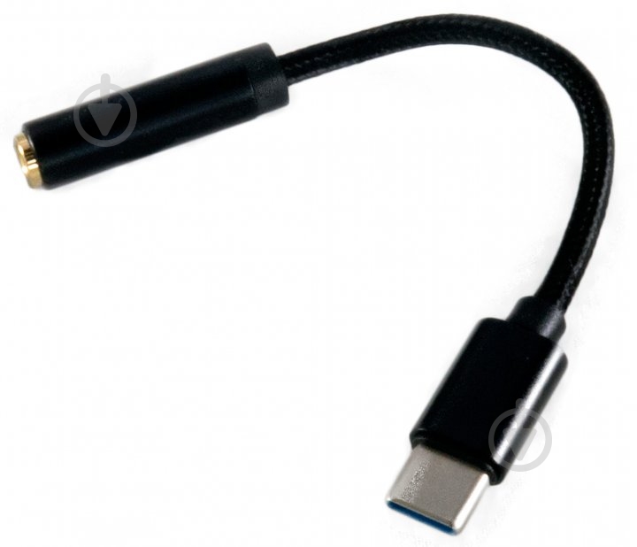 Кабель EXTRADIGITAL Audio 3.5mm (Plug-Socket) - Type C 0,12 м черный (KBA1760) - фото 1