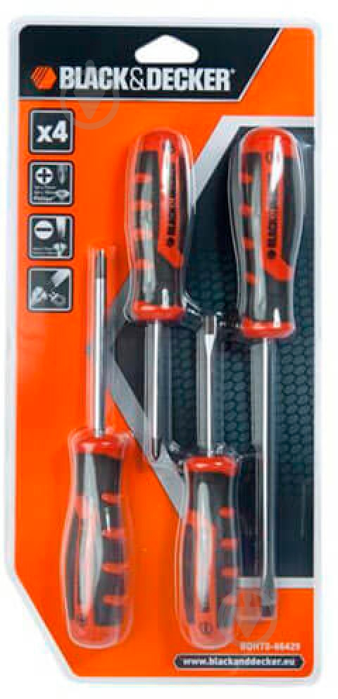 Набор отверток Black+Decker (PH+SL) 4шт. BDHT0-66429 - фото 2 Набор отверток Black+Decker (PH+SL) 4шт. BDHT0-66429 - фото 2