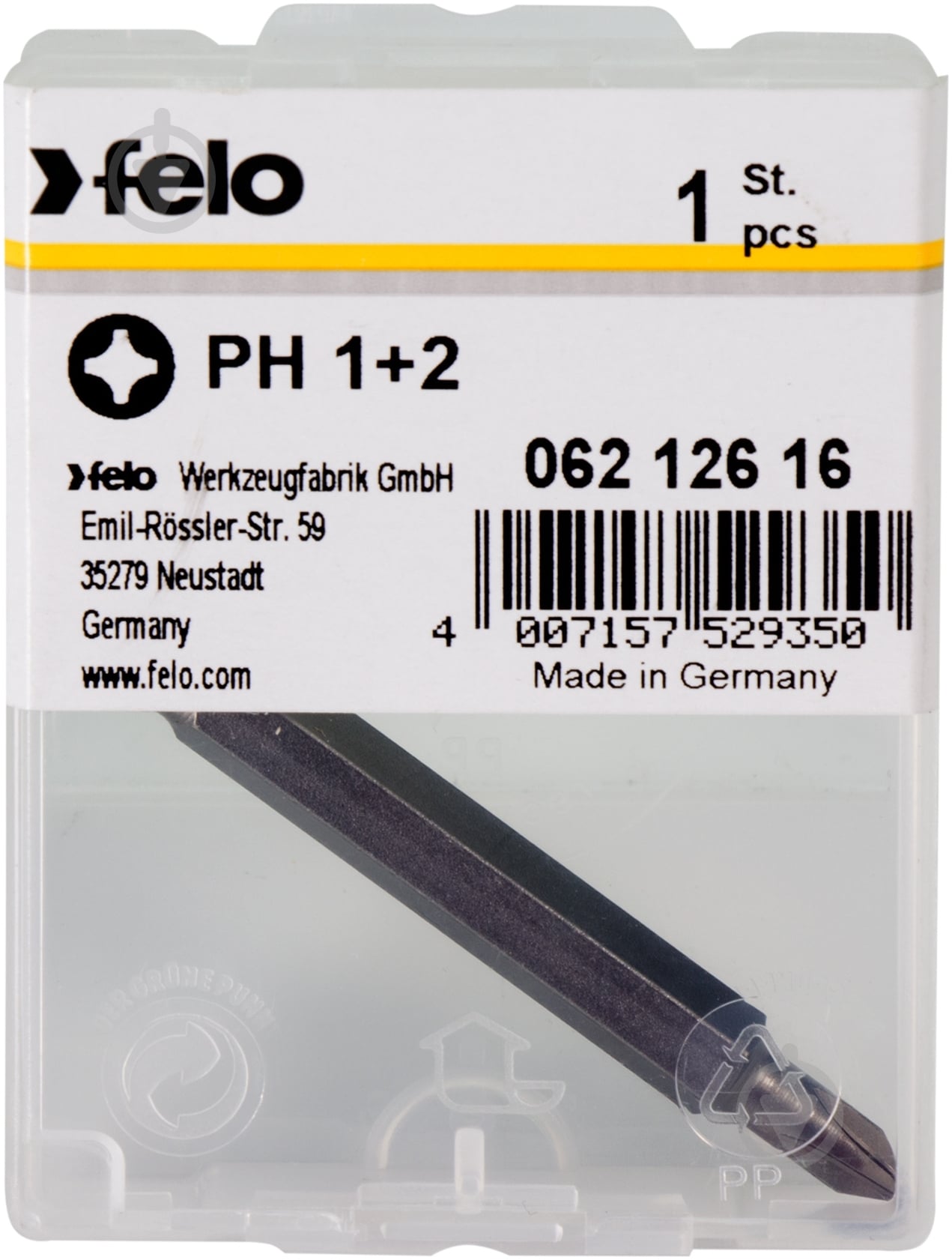 Бита Felo двухсторонняя PH1/PH2x60 мм 06212616 - фото 1
