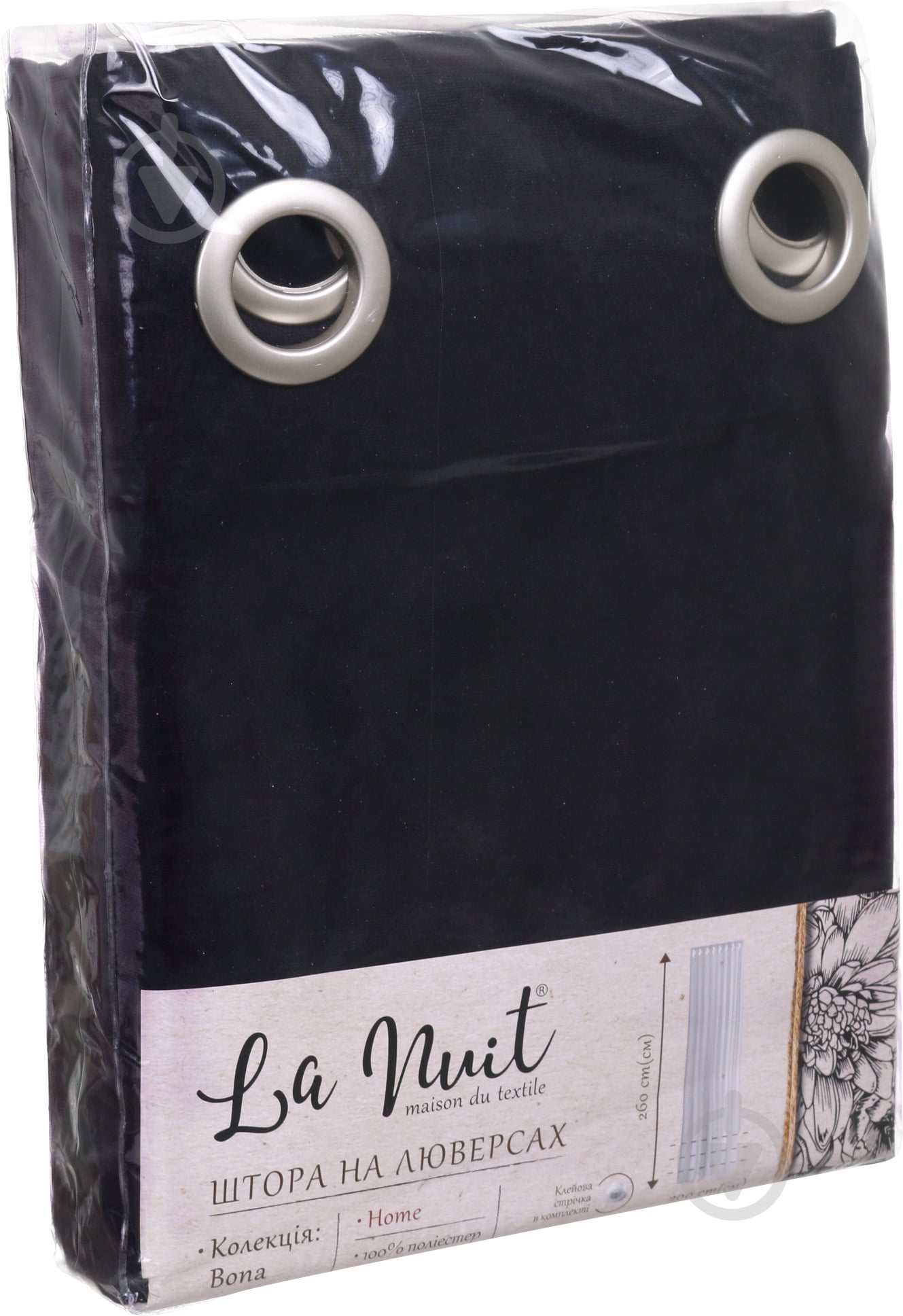 Штора BONA 200х260 черный La Nuit - фото 4 Штора BONA 200х260 черный La Nuit - фото 4