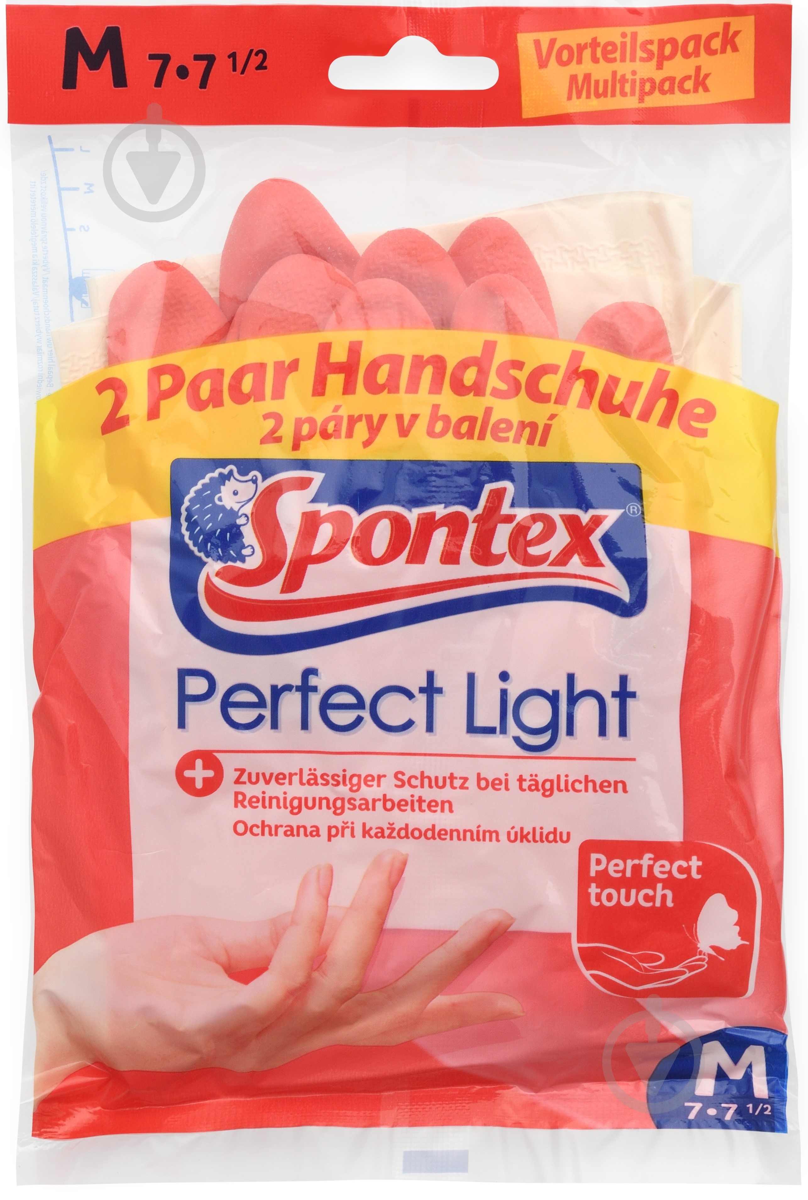 Рукавички латексні SPONTEX PERFECT LIGHT стандартні міцні р. M 2 пар/уп. - фото 1
