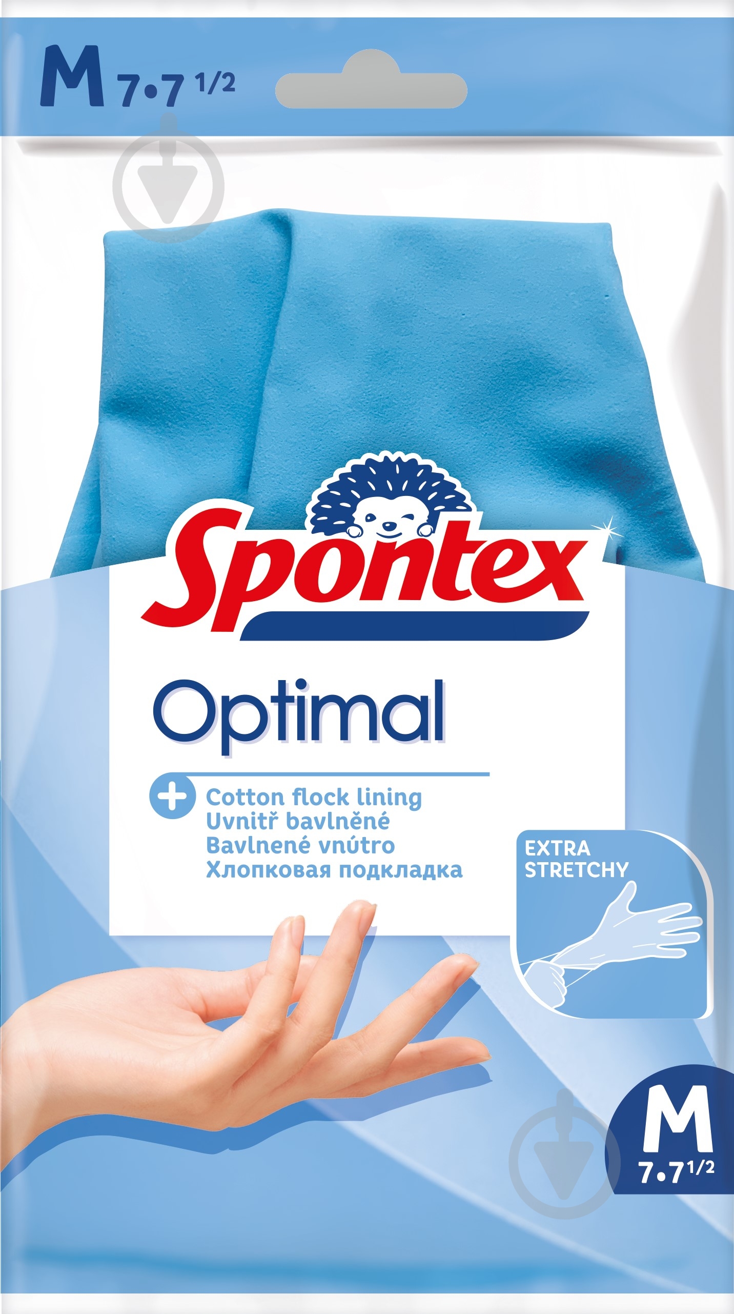 Рукавички латексні SPONTEX OPTIMAL стандартні міцні р. M 1 пар/уп. - фото 1