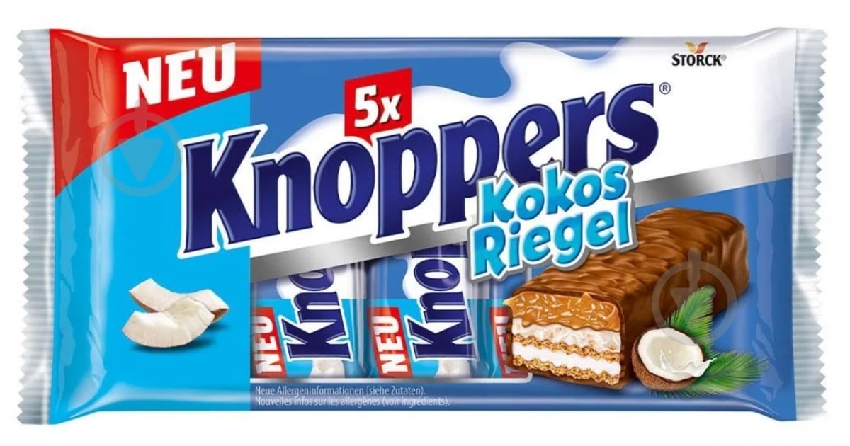 Батончики Knoppers с кокосом 5х40 г - фото 1