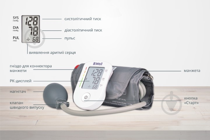 Тонометр B.Well напівавтоматичний PRO-30 - фото 7 Тонометр B.Well напівавтоматичний PRO-30 - фото 7