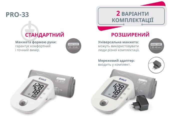 Тонометр B.Well автоматичний (манжета M-L з адаптером) PRO-33 M-L - фото 4 Тонометр B.Well автоматичний (манжета M-L з адаптером) PRO-33 M-L - фото 4