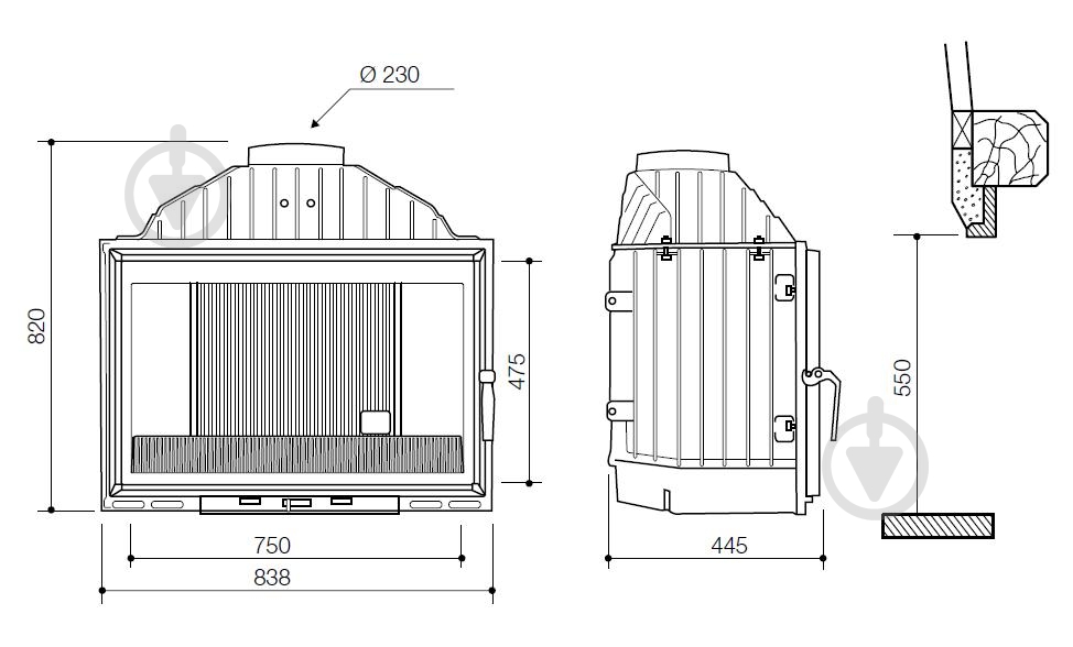 Топка для камина 800 (15 кВт) - фото 2 Топка для камина 800 (15 кВт) - фото 2