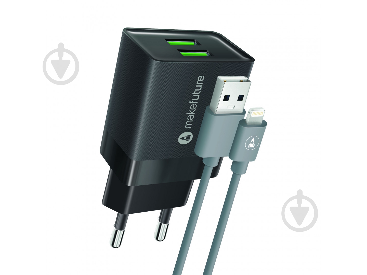 Зарядное устройство MakeFuture 2.4A 2USB Auto-ID Black + кабель Lightning MCWC-L22BK - фото 1 Зарядное устройство MakeFuture 2.4A 2USB Auto-ID Black + кабель Lightning MCWC-L22BK - фото 1