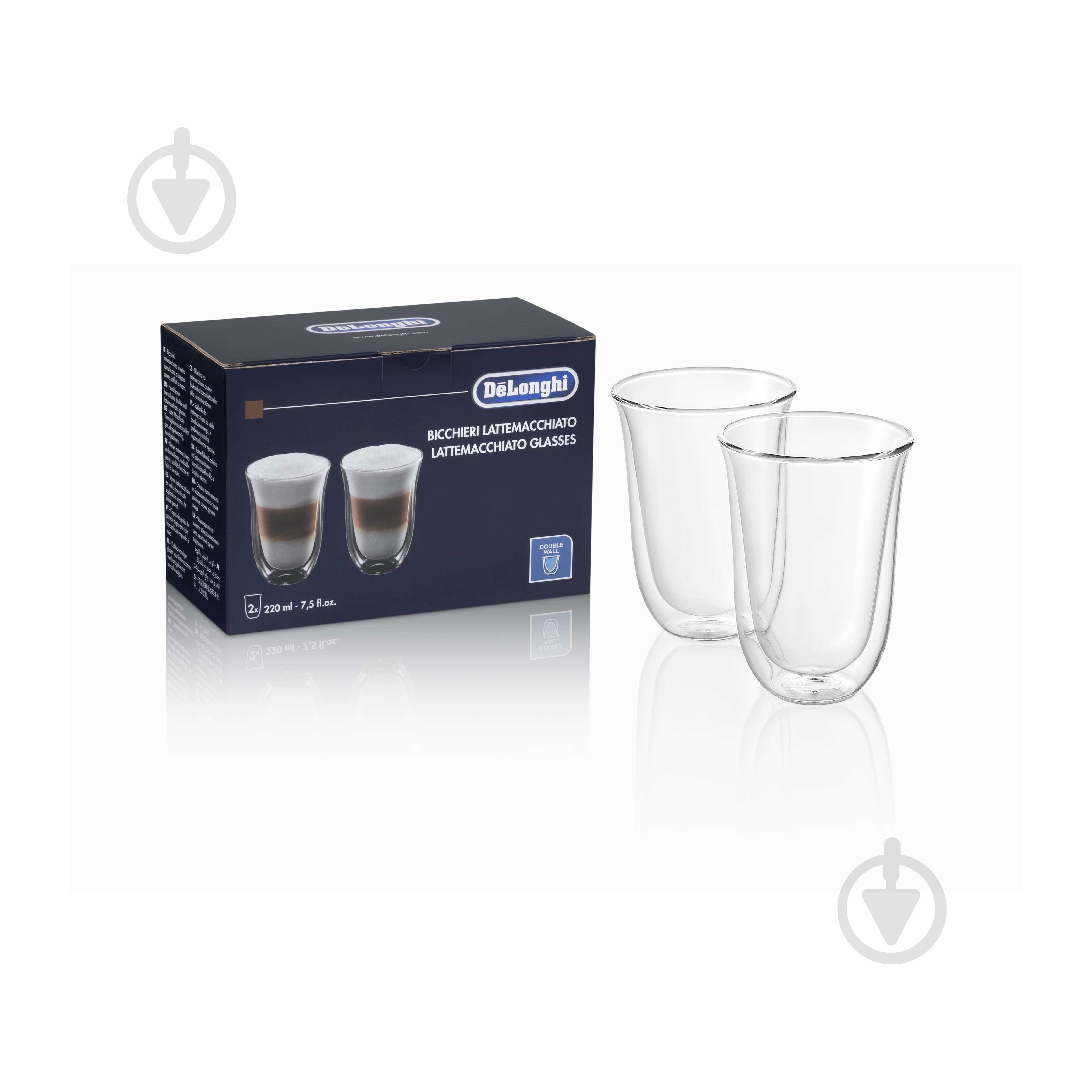 Набір склянок для лате Delonghi Latte Macchiato 220 мл 2 шт. - фото 1