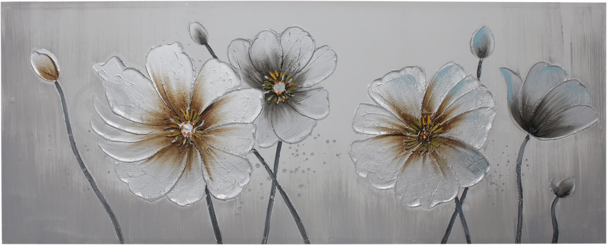 Картина Silver flowers рельефный рисунок 150x60 см Sensio GF-W100370H - фото 1