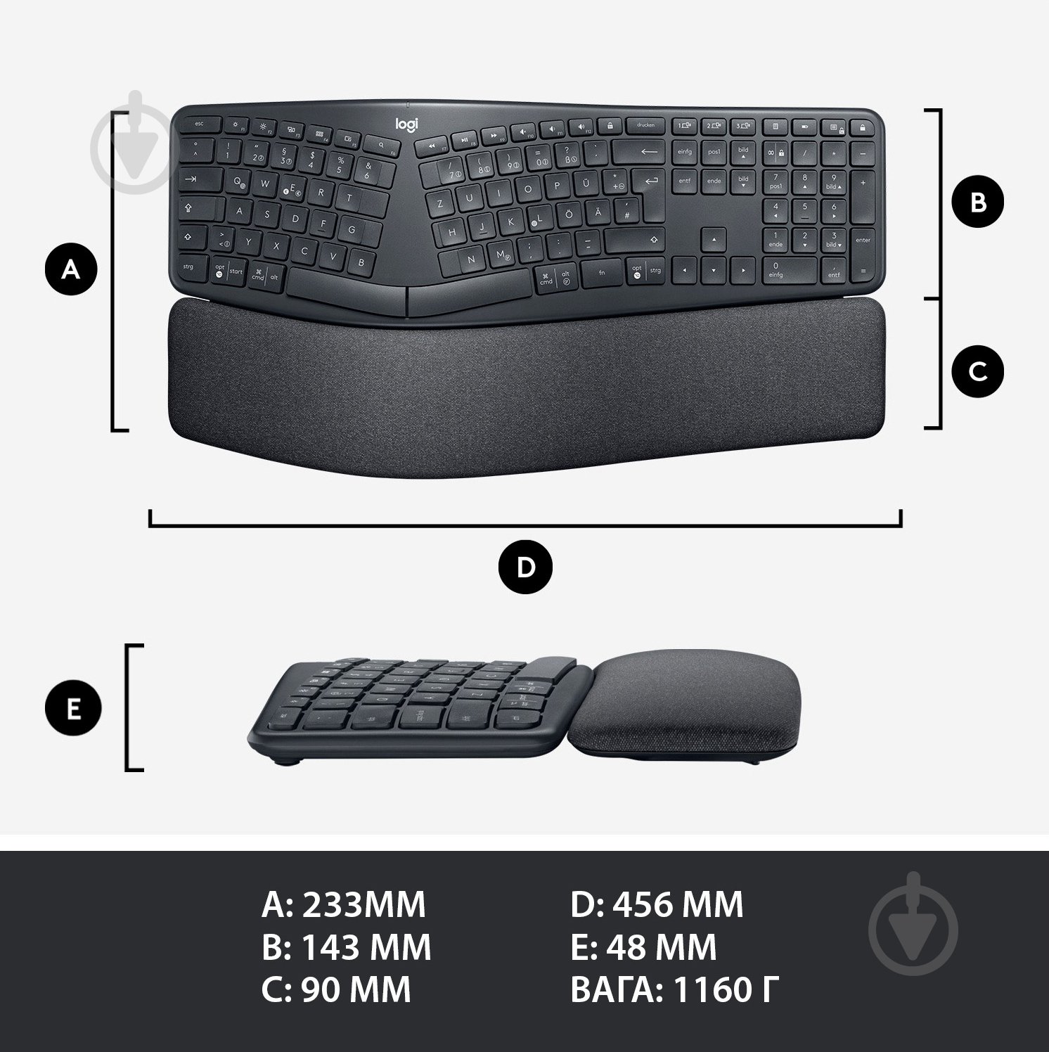 Клавиатура Logitech K860 Ergo (920-010352) graphite - фото 11 Клавиатура Logitech K860 Ergo (920-010352) graphite - фото 11