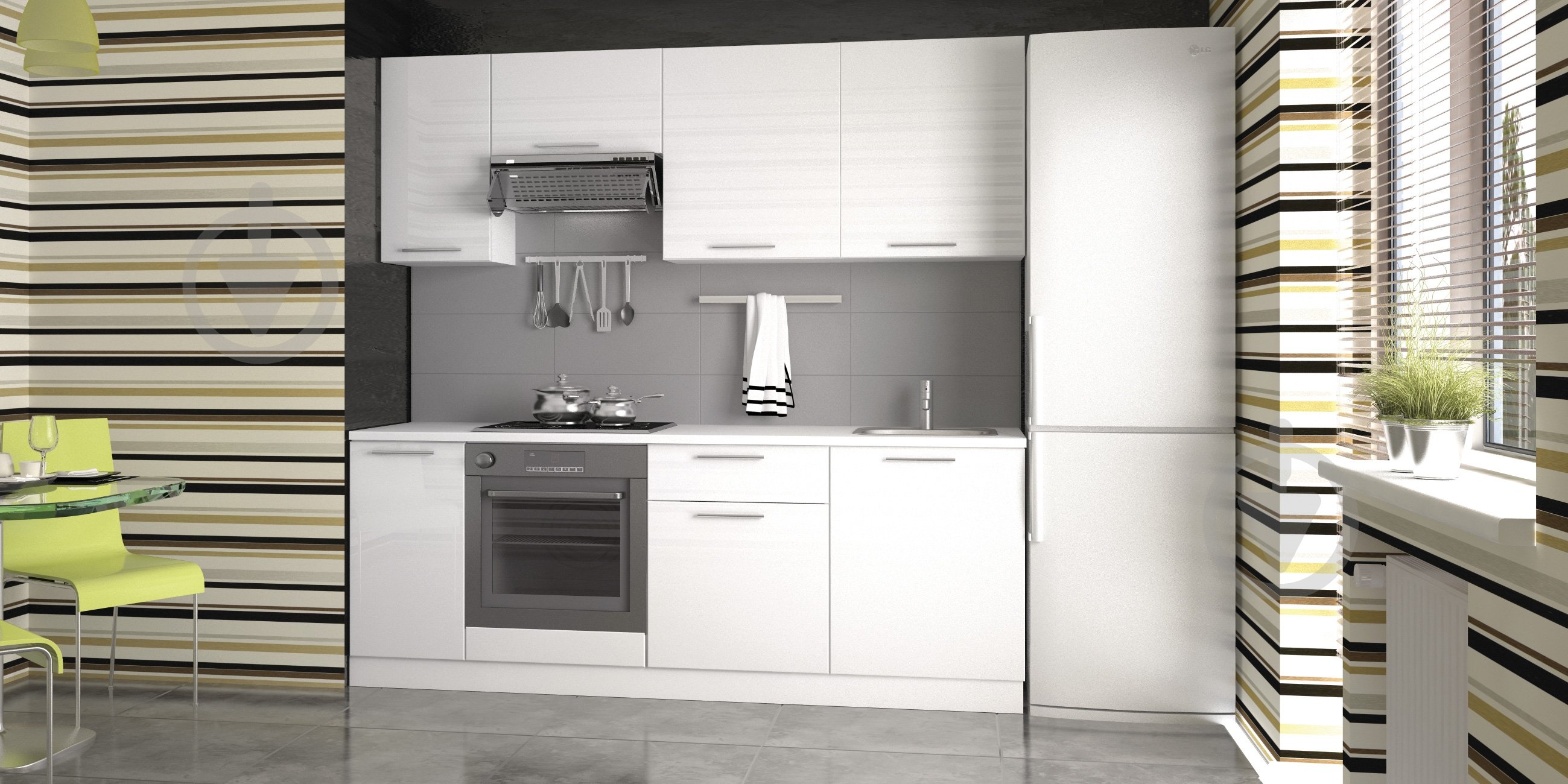 Кухня Дарина 2,2 м белый МДФ - фото 1