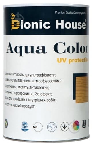 Лазурь Bionic House лессирующая универсальная Aqua Color UV protect крайола шелковистый мат 0,8 л - фото 2 Лазурь Bionic House лессирующая универсальная Aqua Color UV protect крайола шелковистый мат 0,8 л - фото 2