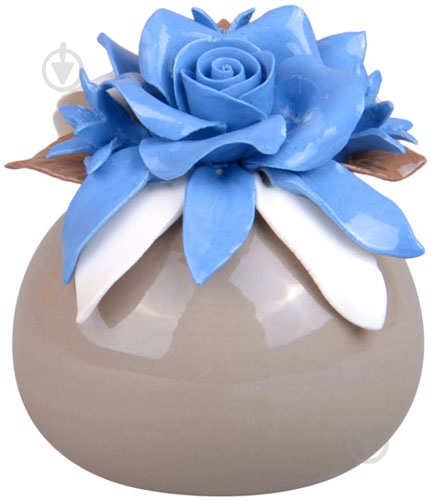 Ваза фарфоровая Lefard роза 10 см 919-168 10 см голубая 919-168 - фото 1