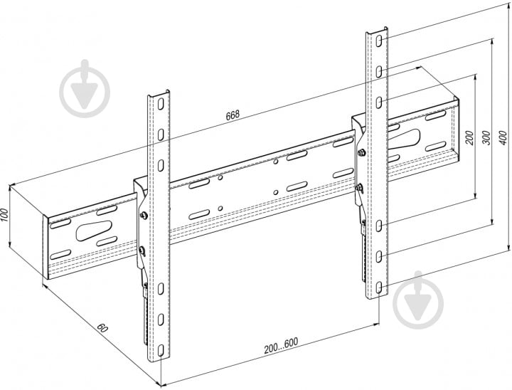 Крепление для телевизора KSL WMO-8261N наклонные 40"-80" - фото 2