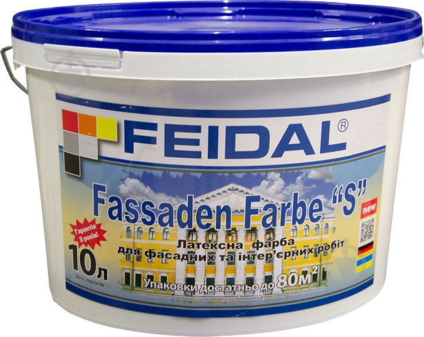 Краска латексная Feidal Fassaden Farbe "S мат белый 10 л - фото 1