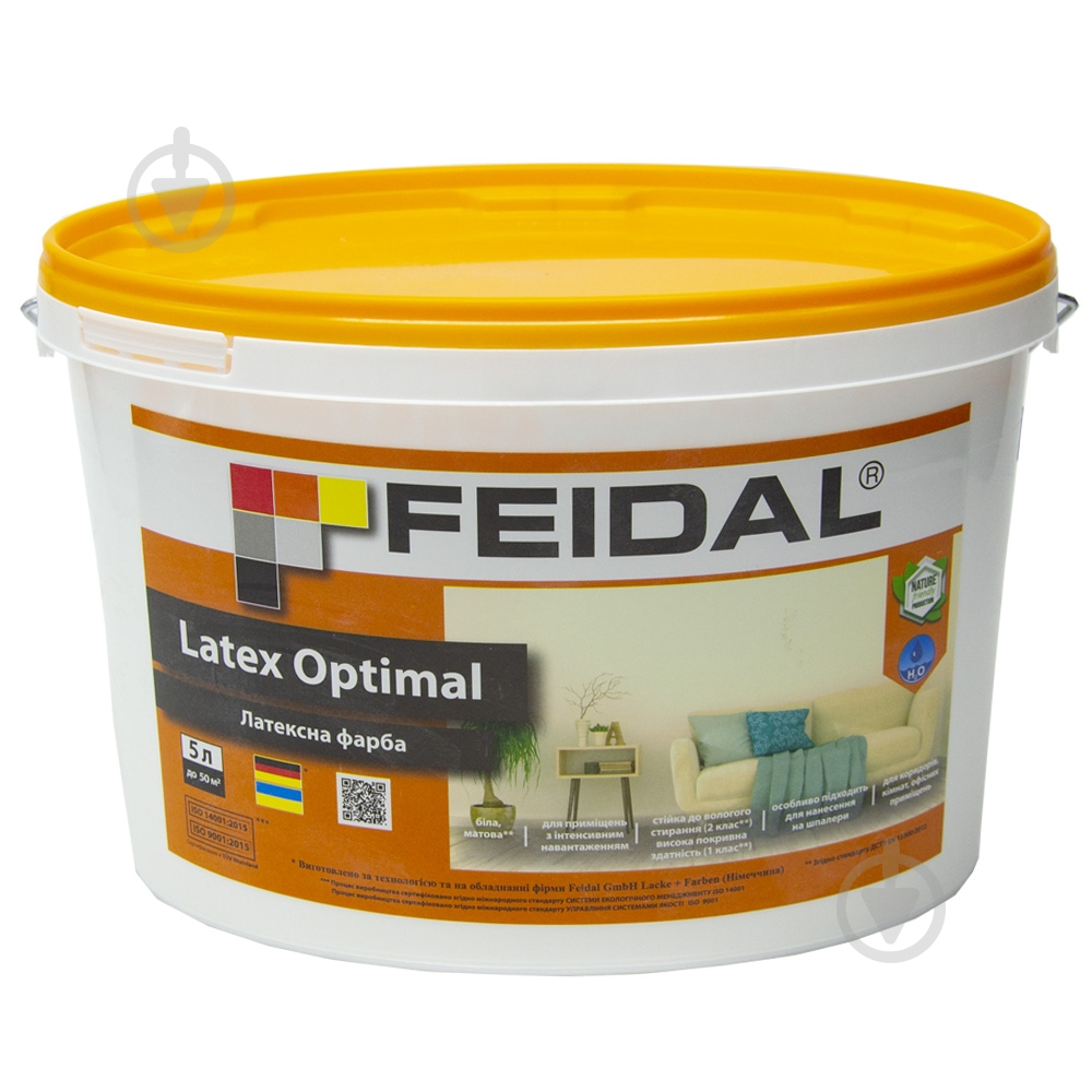 Фарба латексна Feidal Latex Optimal мат білий 5 л - фото 1