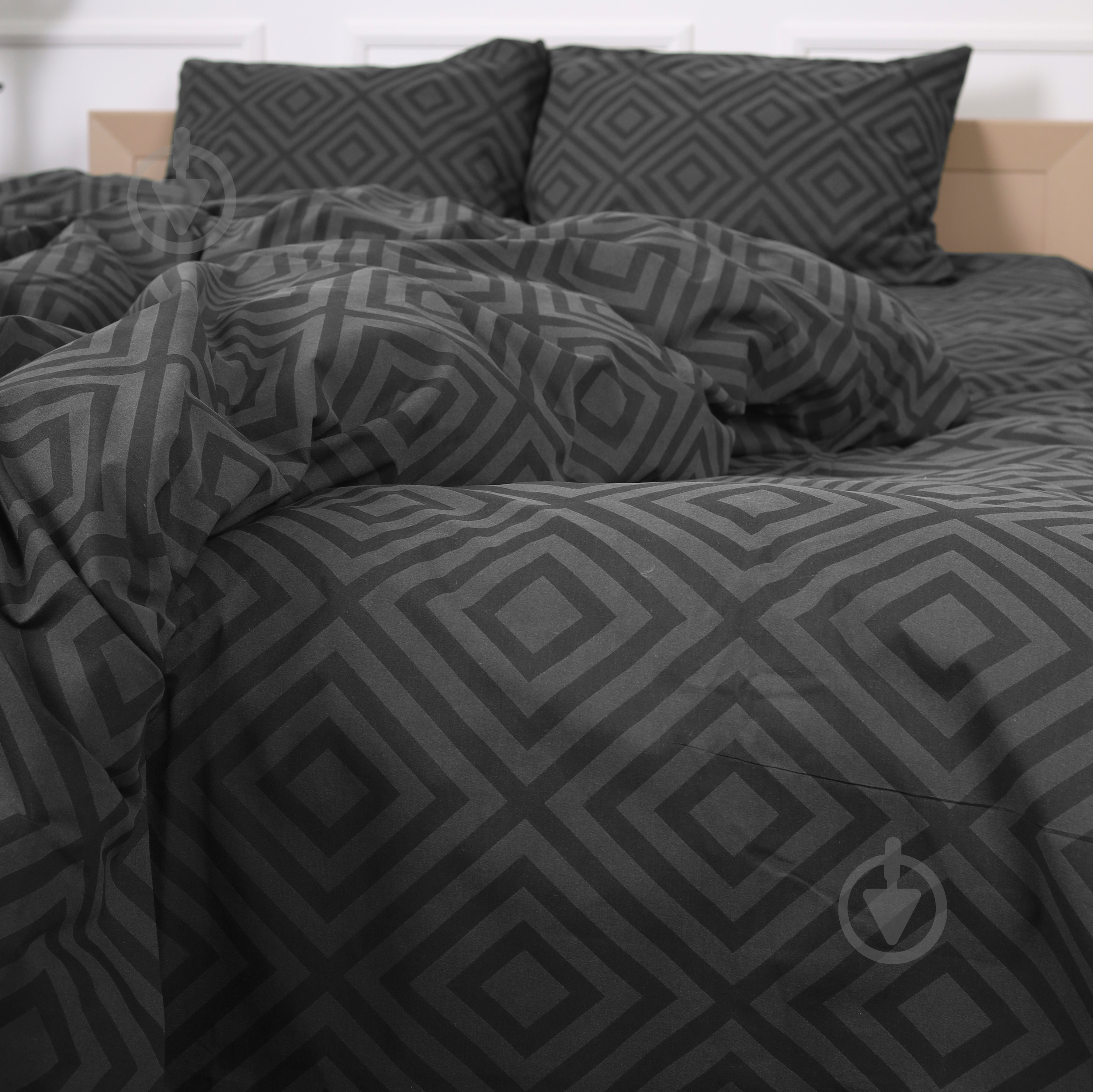 Комплект постельного белья Бязь 17-0625 Geometry Graphite 143х210 см графитовый MirSon - фото 5
