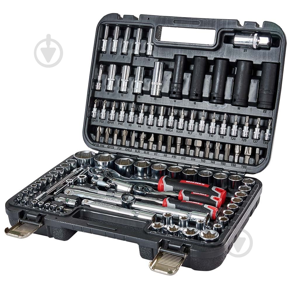 Набір головок Vitals 1/4″ и 1/2″ 111 предметів Master Impact + Superlock 1/2”(M)x1/4”(M) 111 шт. 186169 - фото 1