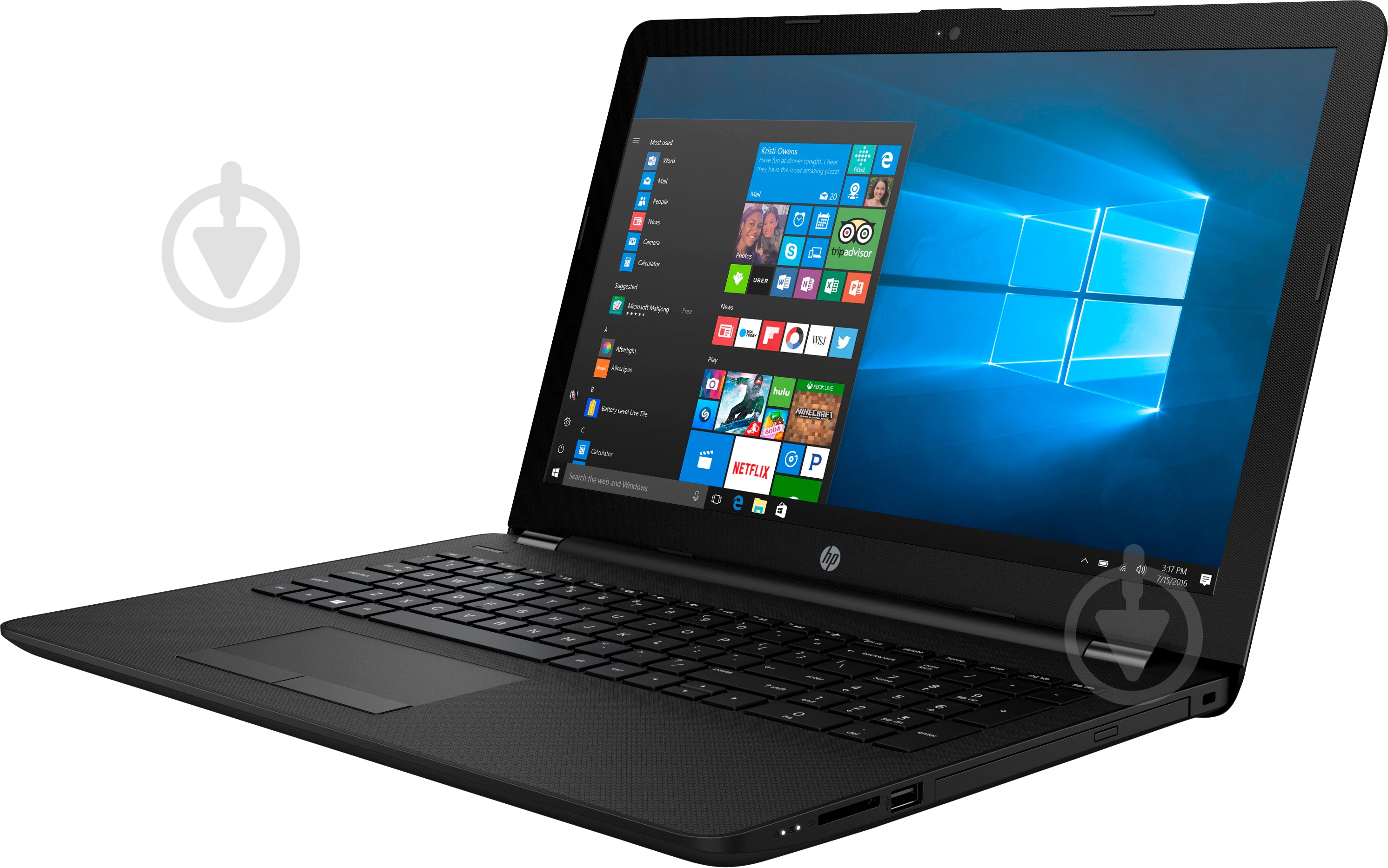 Ноутбук HP 15-bs053ur 15.6" (1VH51EA) black - фото 3