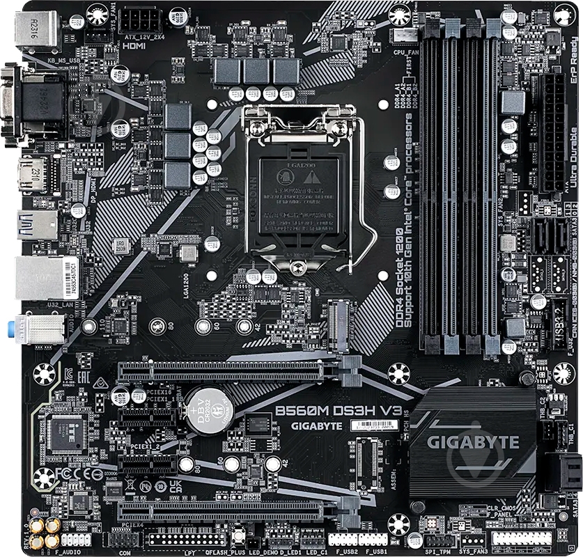 Материнская плата Gigabyte B560M DS3H V3 (Intel B560, micro ATX) - фото 1