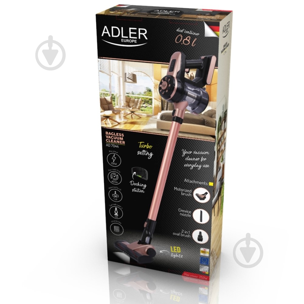 Пылесос аккумуляторный Adler AD 7044 gold - фото 12 Пылесос аккумуляторный Adler AD 7044 gold - фото 12