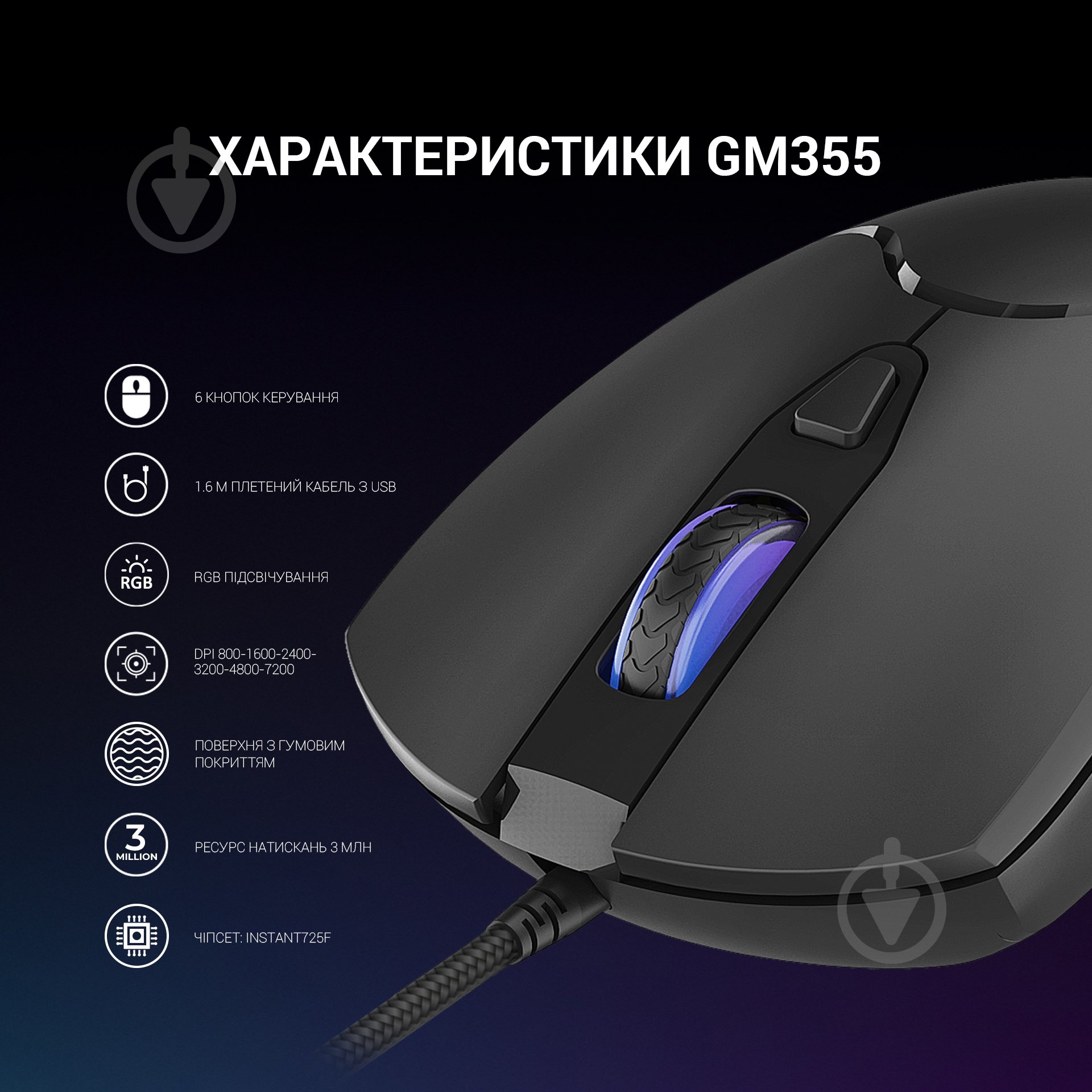 Мышка GamePro black (GM355) - фото 7