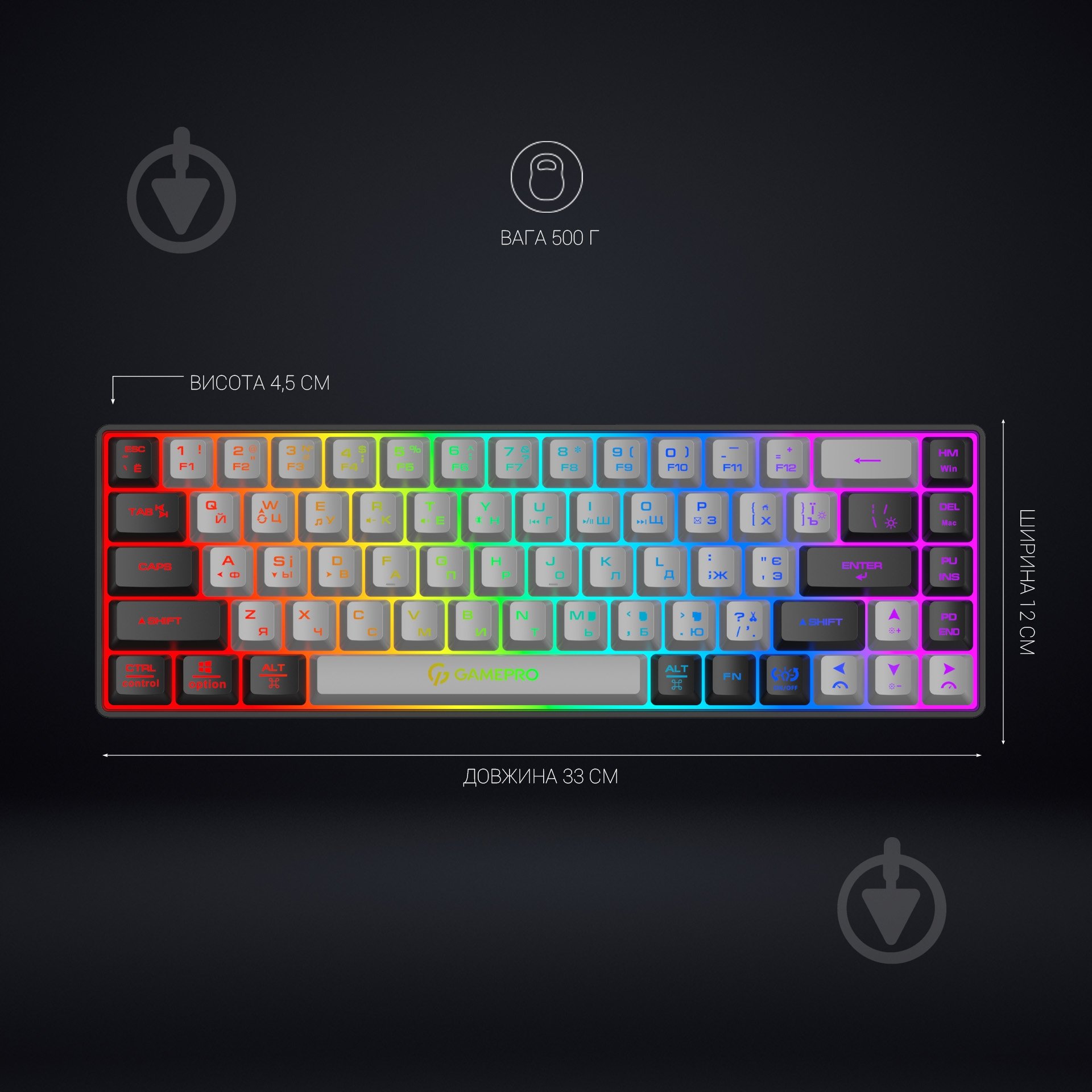 Клавіатура бездротова GamePro GK935 USB (GK935) black/grey - фото 10