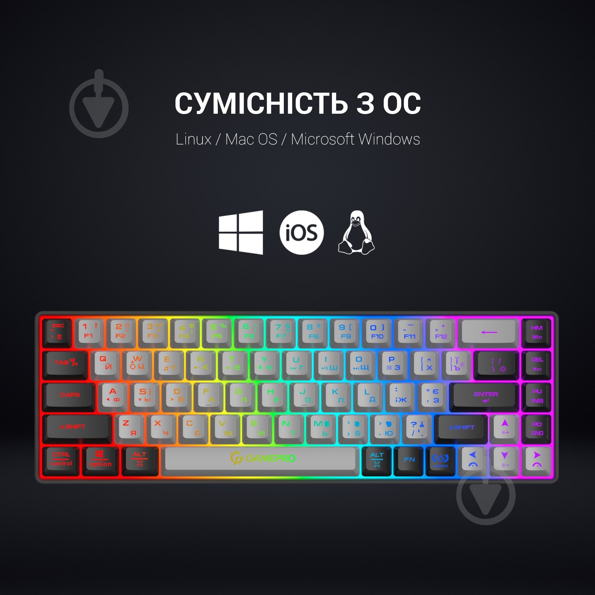 Клавіатура бездротова GamePro GK935 USB (GK935) black/grey - фото 9