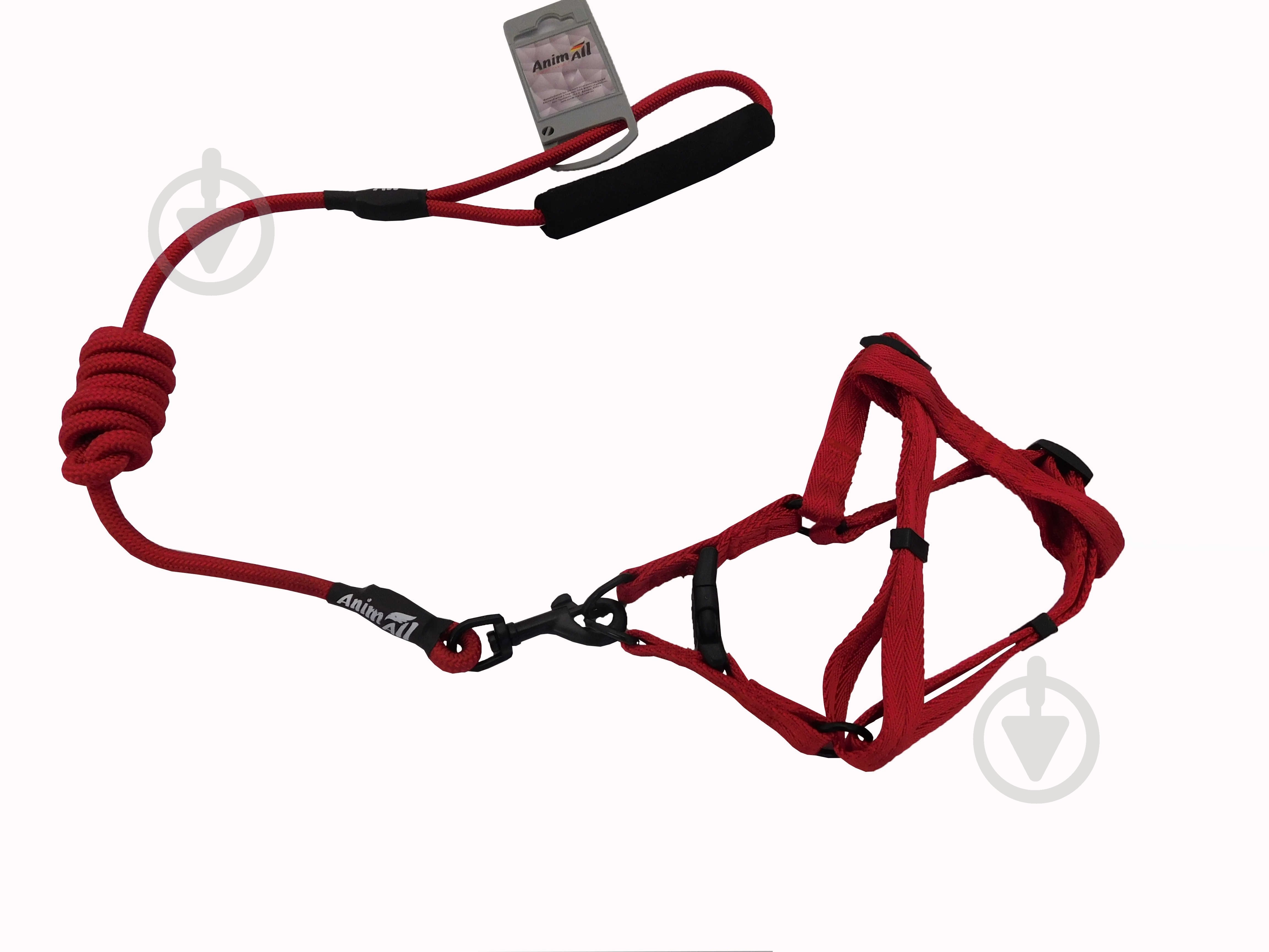 Поводок AnimAll + шлейка 112239 красный - фото 1