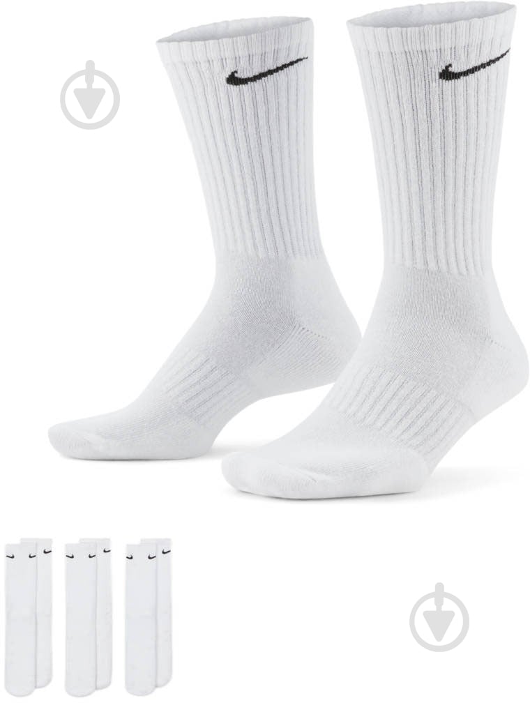 Носки Nike Everyday Cushioned SX7664-100 р.42-46 белый 3 пари шт. - фото 1