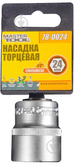 Насадка торцева 6-гранна подовжена 1/2" 24 мм CRV MasterTool 1 шт. 78-0024 - фото 1