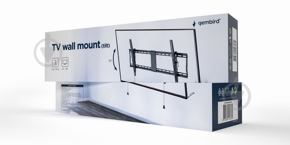 Крепление для телевизора Gembird WM-90T-01 наклонные 43"-90" черный - фото 3 Крепление для телевизора Gembird WM-90T-01 наклонные 43"-90" черный - фото 3