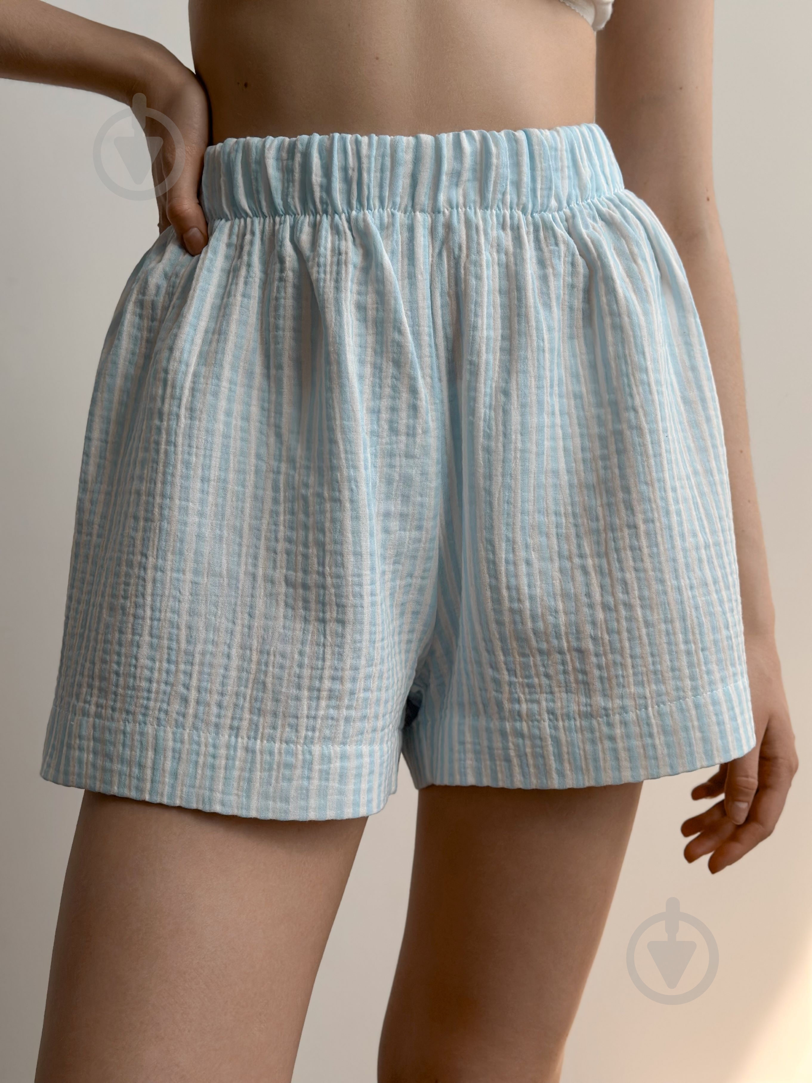 Комплект жіночий MISO сорочка і шорти р. S біло-блакитний (15230) - фото 3 Комплект жіночий MISO сорочка і шорти р. S біло-блакитний (15230) - фото 3