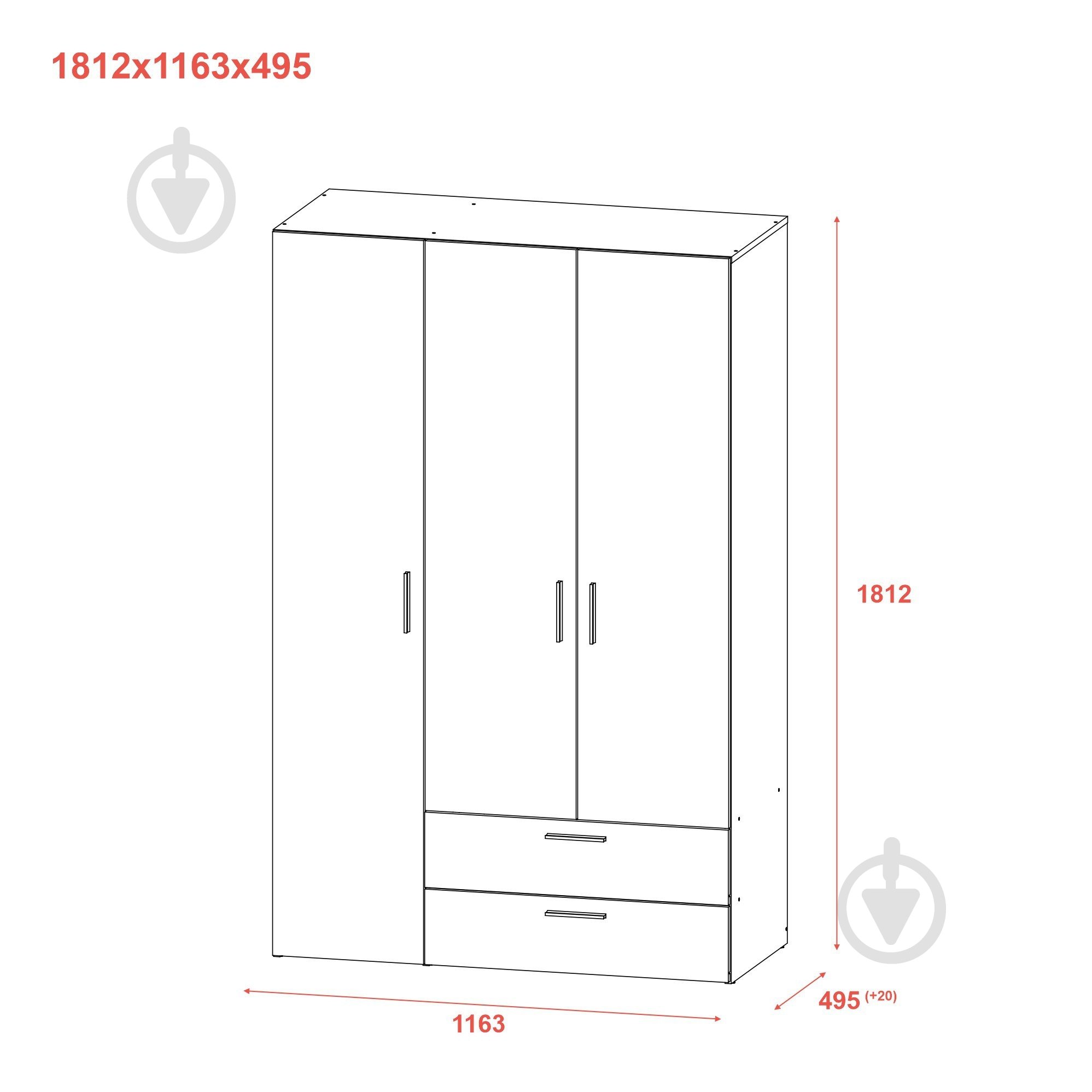 Шкаф гардеробный Doros Эктор 1812х1163х511 мм белый - фото 12