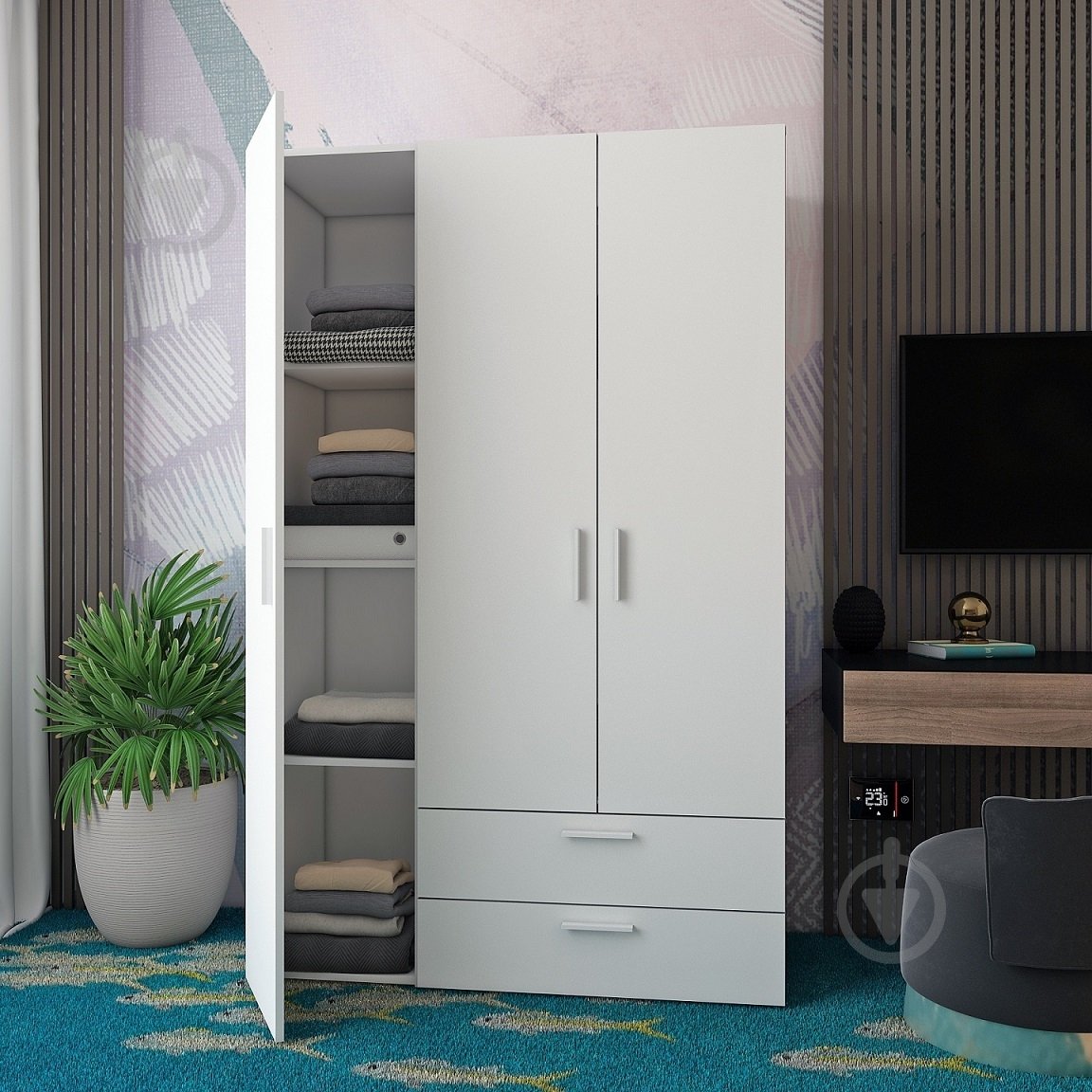 Шкаф гардеробный Doros Эктор 1812х1163х511 мм белый - фото 2