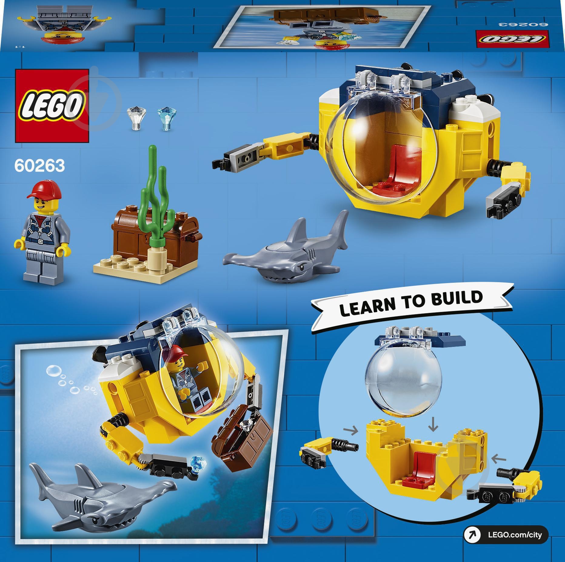 Конструктор LEGO City Океан: міні-субмарина 60263 - фото 4 Конструктор LEGO City Океан: міні-субмарина 60263 - фото 4