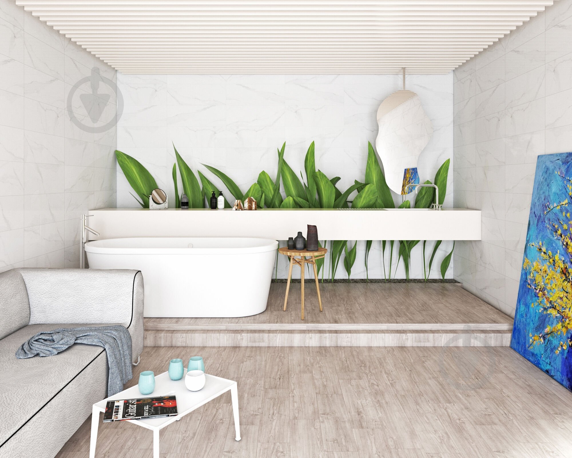 Плитка EcoCeramic ESSENTIAL WHITE 25х70 - фото 5