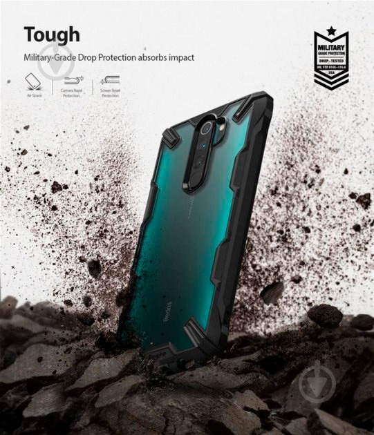 Чехол Ringke Fusion X Black для Xiaomi Redmi Note 8 Pro - фото 6 Чехол Ringke Fusion X Black для Xiaomi Redmi Note 8 Pro - фото 6