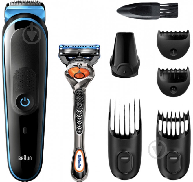 Триммер Braun MGK 3245 Black/Blue + бритва Gillette - фото 1