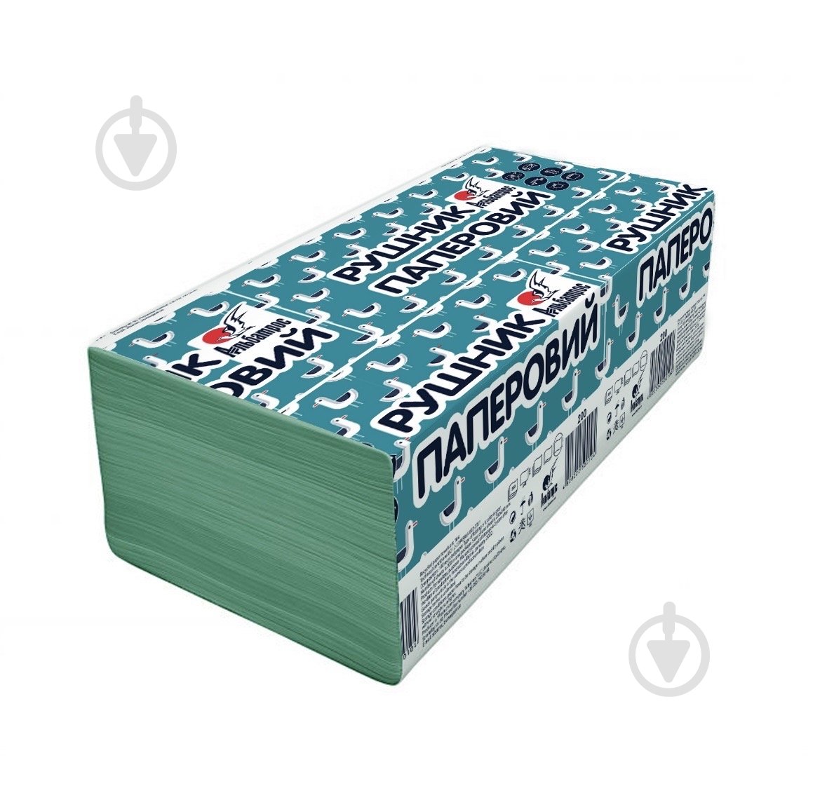 Бумажные полотенца Альбатрос зеленые однослойная 160 шт. - фото 1
