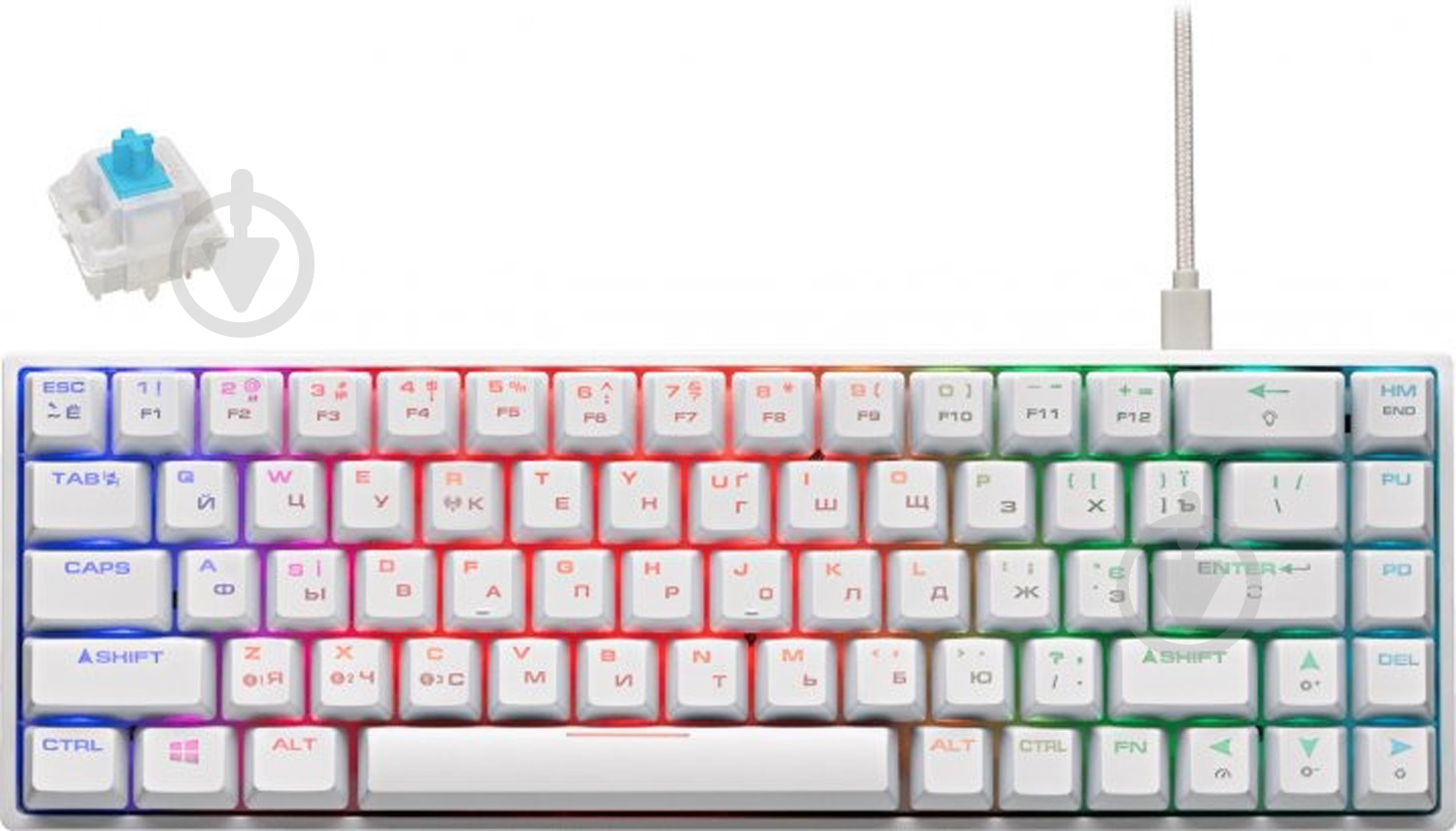 Клавиатура 2E Gaming Gateron Blue Switch (2E-KG380UWT-BL) white - фото 2
