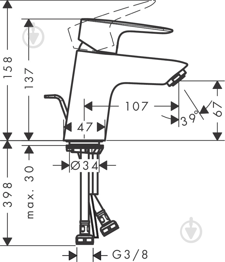 Смеситель для умывальника Hansgrohe MYSPORT M черный матовый - фото 2 Смеситель для умывальника Hansgrohe MYSPORT M черный матовый - фото 2